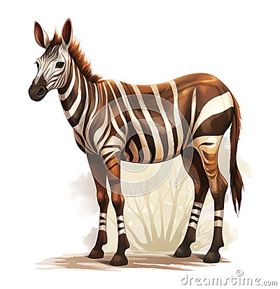 painting of a Okapi on a transparent background, isolated Cartoon Illustration