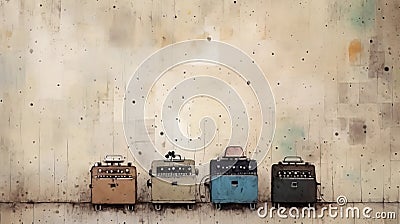 Painting Of Old Electric Amps In The Style Of Various Artists Stock Photo