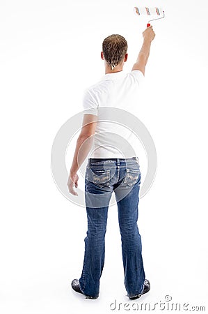 Painting pose of cool male Stock Photo