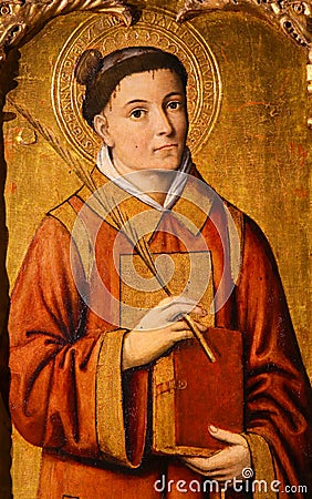 Painting of Saint Stephen, the protomartyr of Christianity Editorial Stock Photo