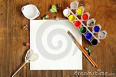 Painting set - brushes, paints (gouache) Stock Photo