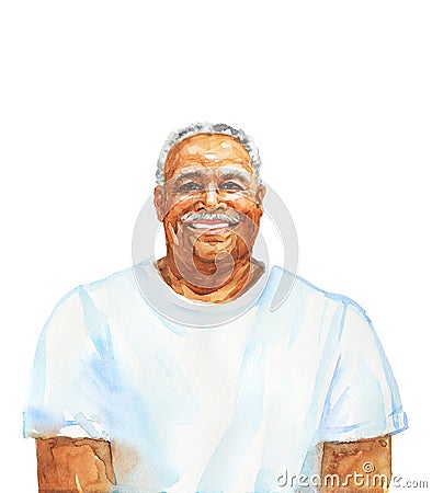 Watercolor realistic male portrait Cartoon Illustration