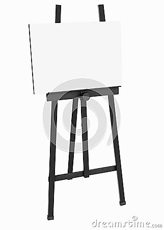 Painting stand Black easel with blank canvas Stock Photo