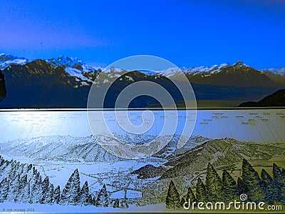 The painting stand of the famous peaks of Swiss Alps Editorial Stock Photo