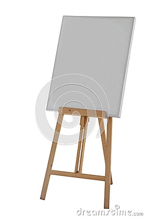 Painting stand wooden easel with blank canvas poster sign board Stock Photo