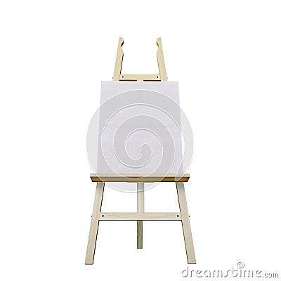 Painting stand wooden easel with blank canvas poster sign board isolated on white background Stock Photo