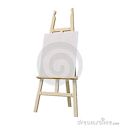 Painting stand wooden easel with blank canvas poster sign board isolated on white background Stock Photo