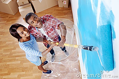 Painting wall couple Stock Photo