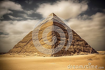 Painting of a watercolor drawing of Pyramid of Cheops. Stock Photo