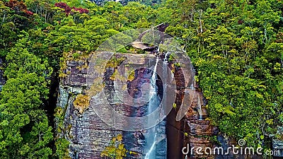 Painting waterfall among the jungle Stock Photo