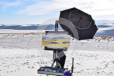 Painting in White Sands Desert, New Mexico, USA Editorial Stock Photo
