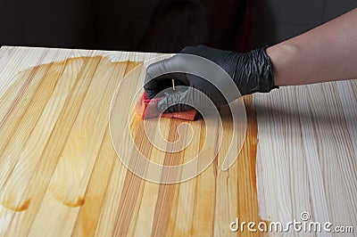 Painting wooden background in yellow color Stock Photo
