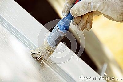 Painting wooden door Stock Photo