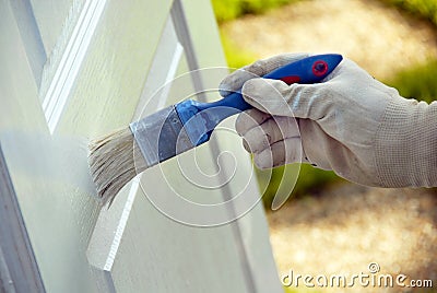 Painting wooden door Stock Photo