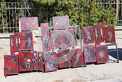 Paintings for selling Editorial Stock Photo