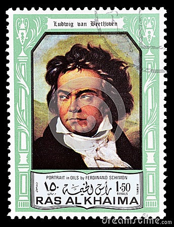 Paintings on postage stamps Editorial Stock Photo