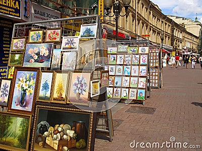 Paintings for sale Editorial Stock Photo