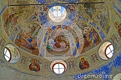 Paintings of subdome space. Church of the Fedorovsky icon of the Mother of God. Uglich, Yaroslavl region Stock Photo