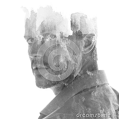 Paintography portrait of a young man Stock Photo