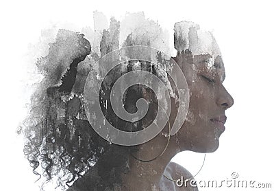Paintography portrait of a young woman Stock Photo