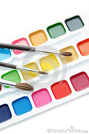 Paints and brushes Stock Photo