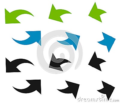 Pair of arrows in circle. Circular arrows. Recycling, loop or cycle icon, symbol in green and blue colors Vector Illustration