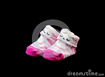 Pair of Baby sock pink color Stock Photo