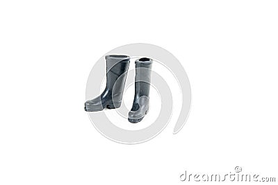 Pair of black rubber doll boots isolated over white Stock Photo