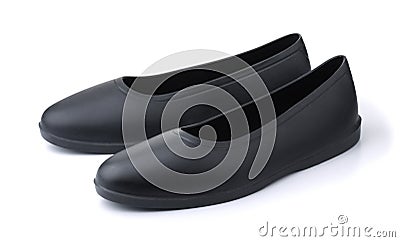 Pair of black rubber overshoe waterproof galoshes Stock Photo