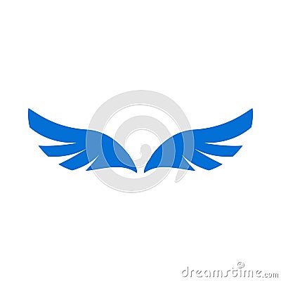 A pair of blue angel wings icon, simple style Vector Illustration