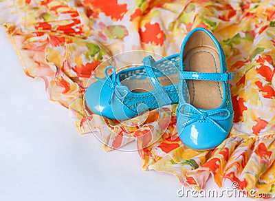 Pair of blue dancing shoes Stock Photo