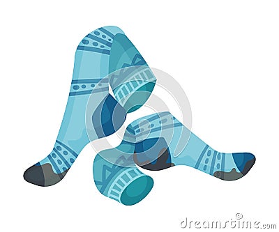 Pair of blue dirty socks. Vector illustration on a white background. Vector Illustration