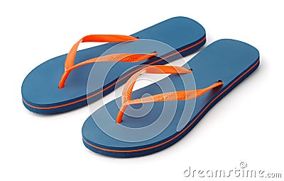 Pair of blue flip flops Stock Photo