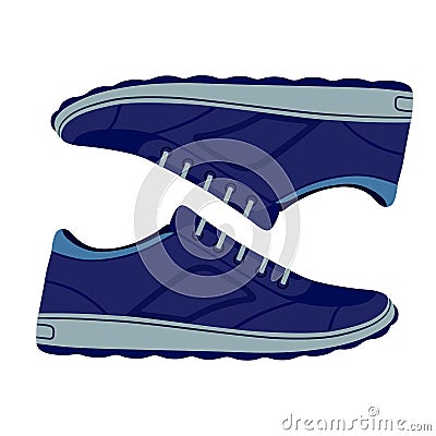 Pair blue suede sneakers shoes Vector Illustration