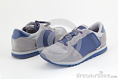 Pair of blue trainers Stock Photo