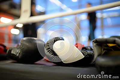 Pair of boxing black gloves Stock Photo