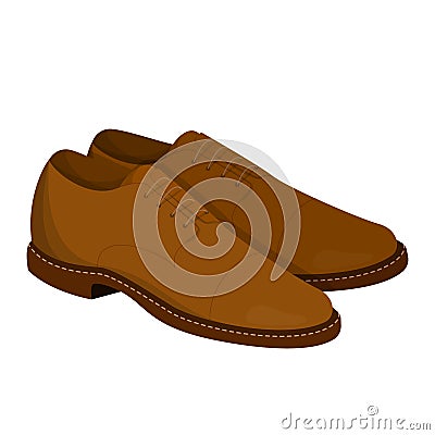 Pair of brown leather shoes. Clean footwear Vector Illustration