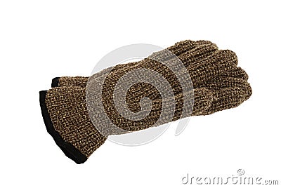Pair of brown melange woollen gloves Stock Photo