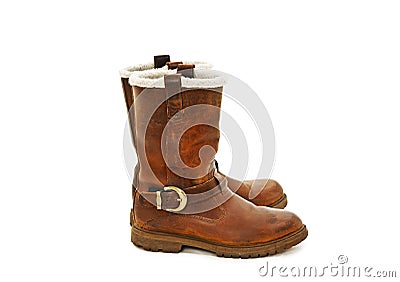 Pair of brown winter boots Stock Photo