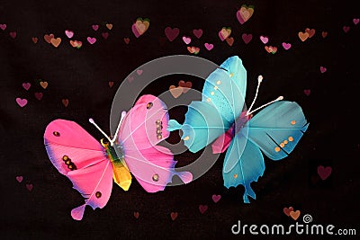 A PAIR OF BUTTERFLIES IS IN LOVE Stock Photo