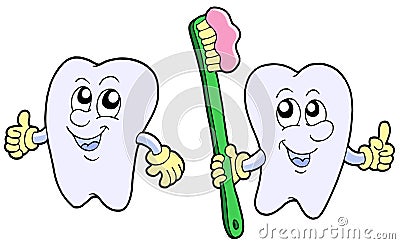 Pair of cartoon teeth Vector Illustration