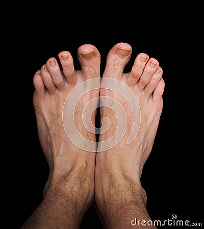 Pair of caucasian male feet isolated Stock Photo