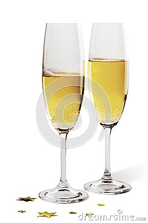 Pair of champagne flutes Stock Photo