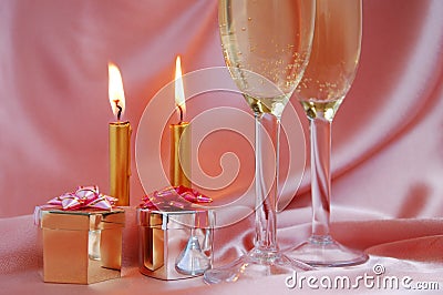 Pair of champagne flutes Stock Photo