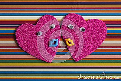 Pair of cheerful hearts. Stock Photo