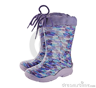 Pair children colored rubber boots Stock Photo