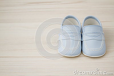 Pair of Classic Blue Baby Shoes Stock Photo