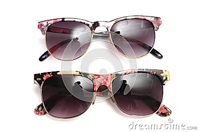 A pair of colorful flora retro funky sunshades Stock Photo