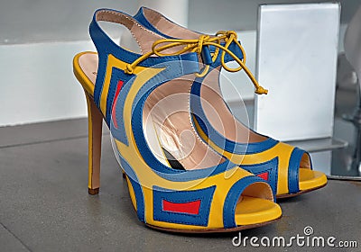 Pair of colorful high heel shoes Stock Photo