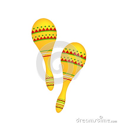 Pair Colorful Maracas on White Background Vector Illustration